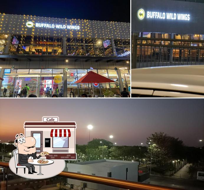 The exterior of Buffalo Wild Wings (BWW Hyderabad Airport)
