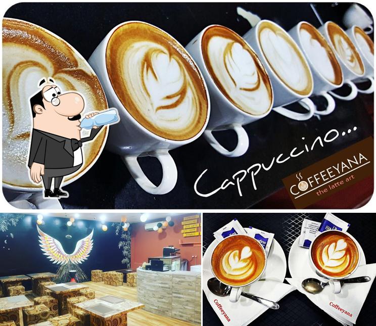 The photo of drink and interior at coffeeyana