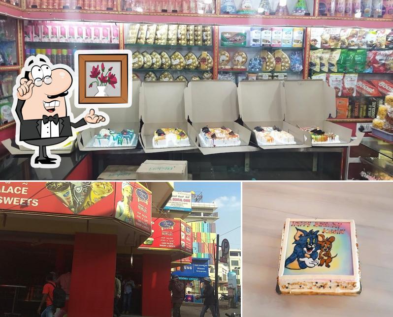 Take a seat at one of the tables at Cake Palace Bakery