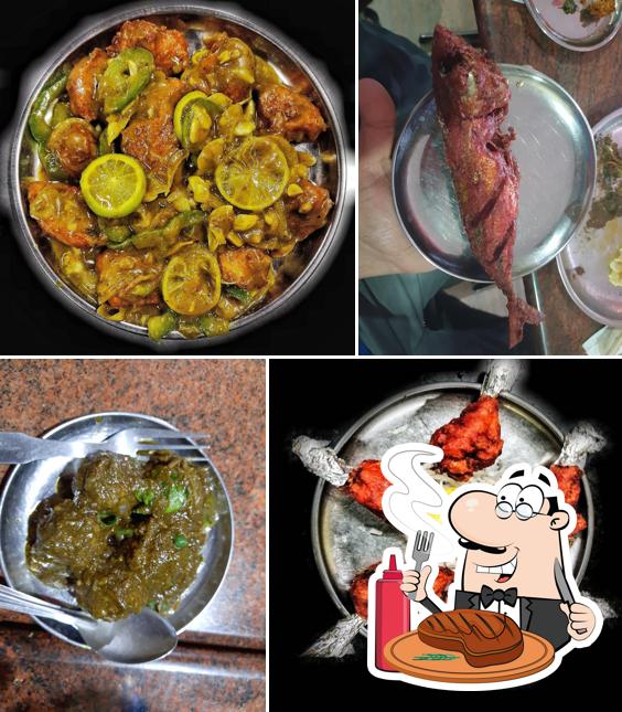 Meat meals are available at Aradhana Hotel