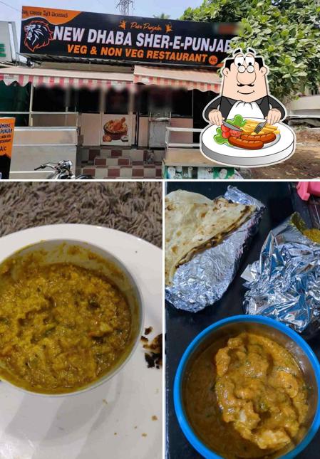 This is the image showing food and exterior at New Dhaba Sher-E-Punjab Veg & Non Veg Restaurant