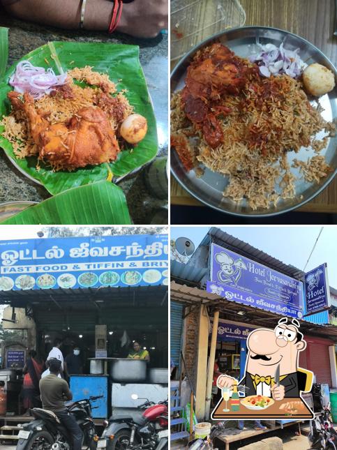 Take a look at the photo showing food and exterior at Hotel Jeevasandhiya