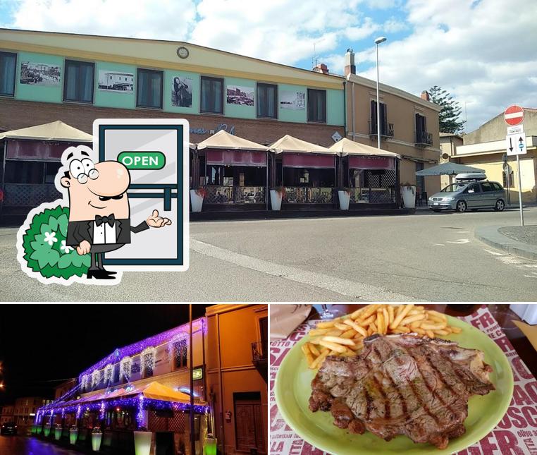 La esterno e cibo del ristorante