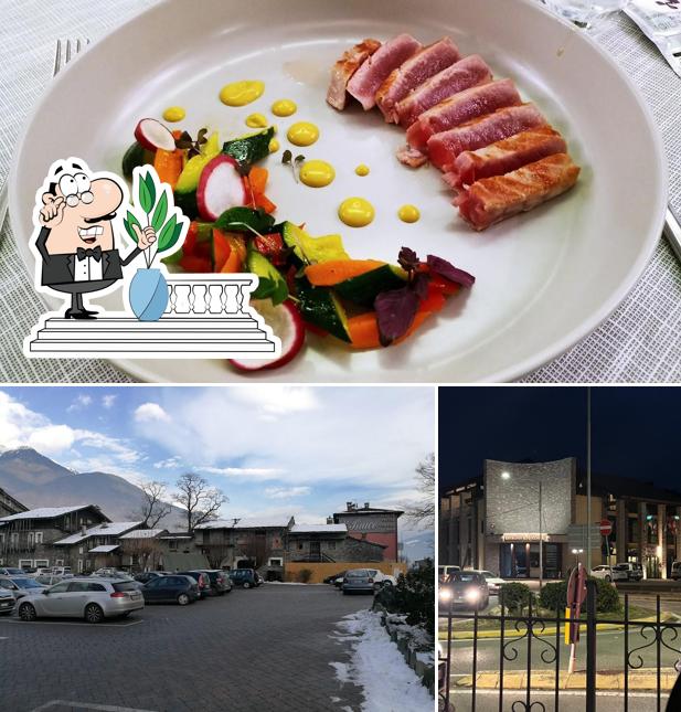 La esterno e cibo del ristorante