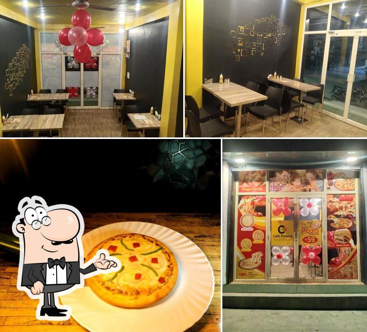 The restaurant's interior and food