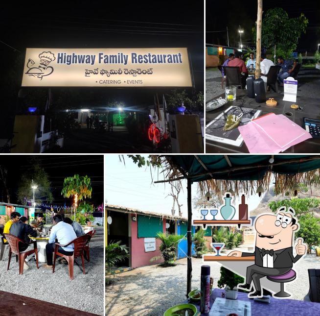 Take a seat at one of the tables at Laxmi Highway Family Restaurant