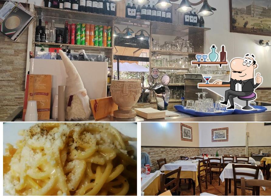 Tra le diverse cose da Trattoria Pizzeria Da Simonetta si possono trovare la interni e cibo
