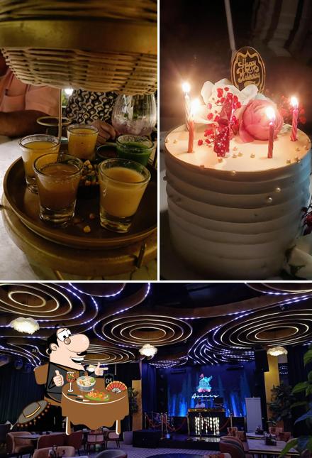 This is the image displaying food and interior at Aviary Cocktail Nest