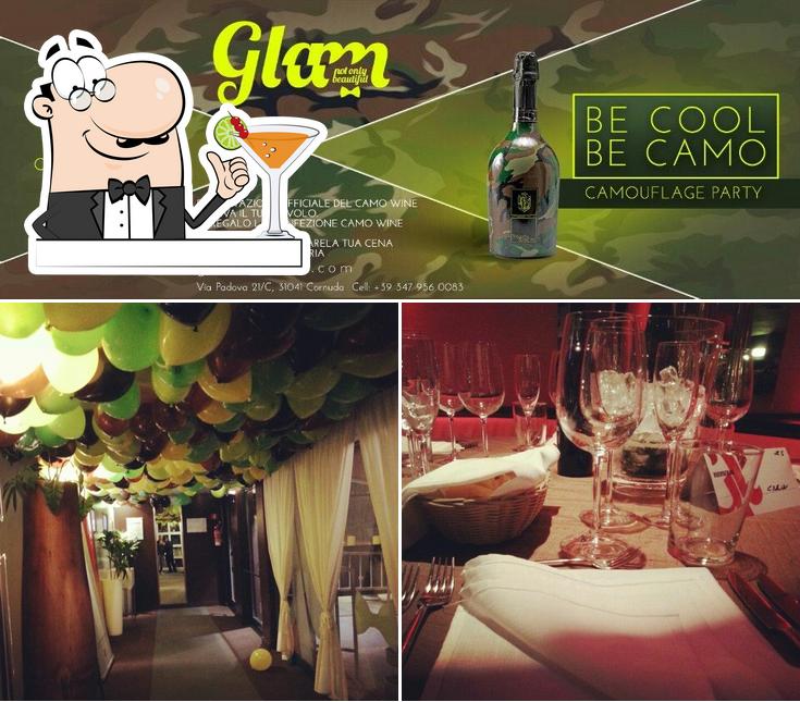 La immagine della bevanda e interni di GLAM