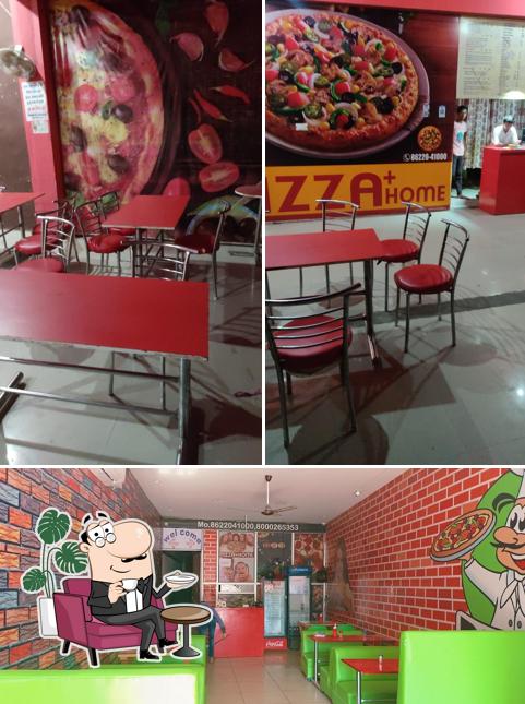 The interior of PIZZA + HOME