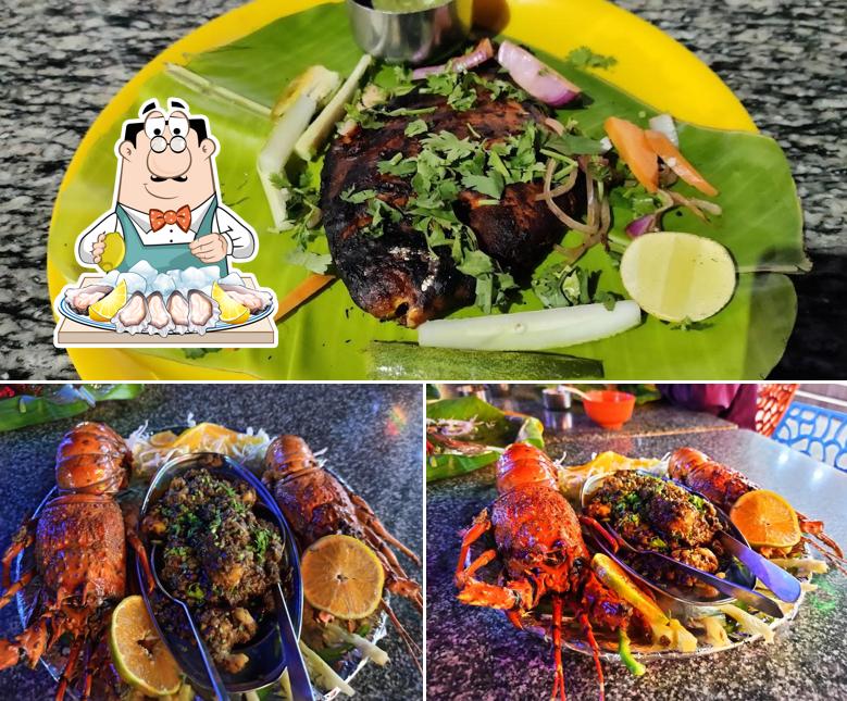 Get seafood at S.A.V Food Street