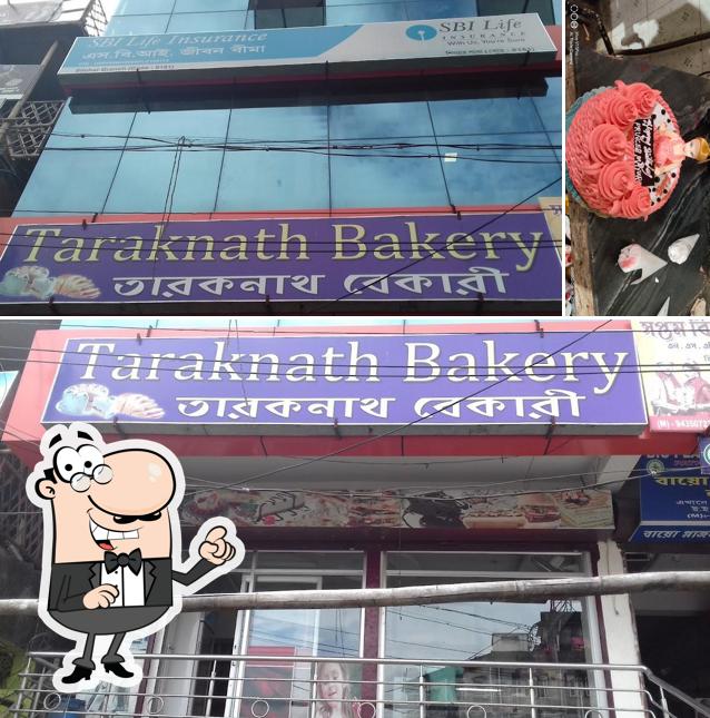 This is the photo showing exterior and dessert at Taraknath Bakery