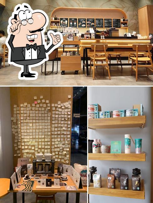 The interior of Starbucks coffee