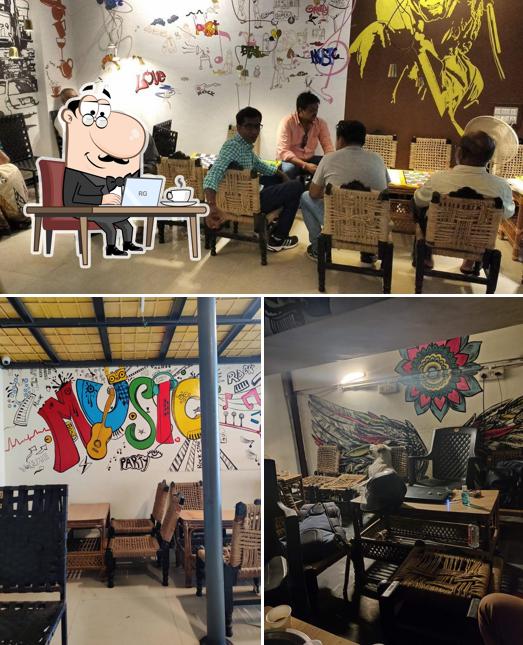 Take a seat at one of the tables at Cuppa Tapri