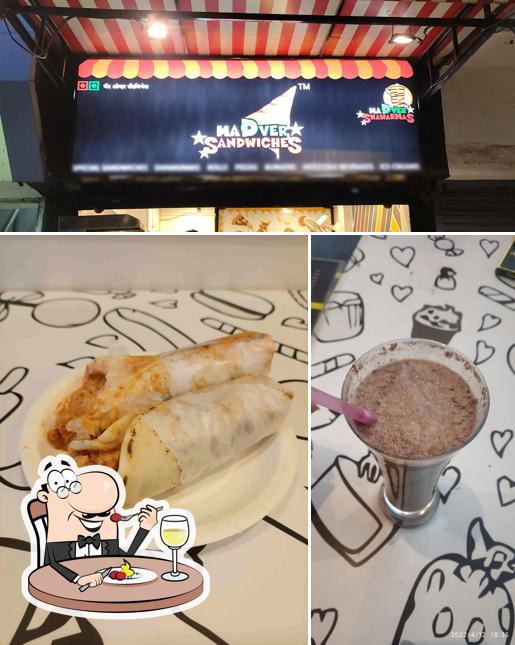 The picture of food and interior at Mad Over Sandwiches