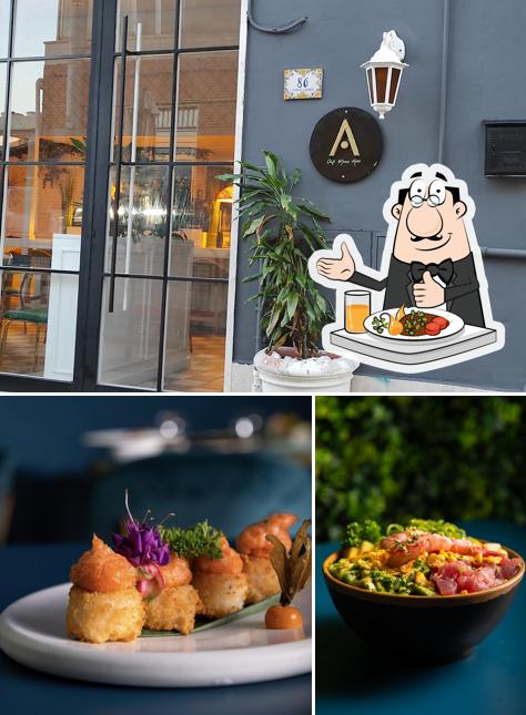 La cibo e interni del ristorante