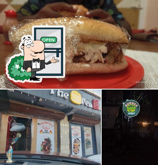 Among various things one can find exterior and sandwich at The Open Door