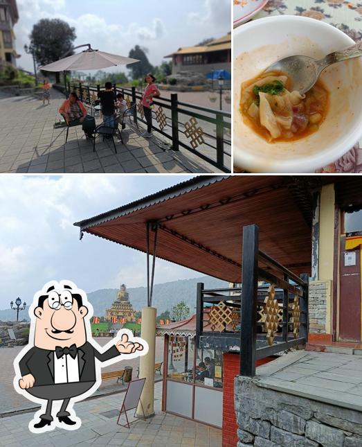 The restaurant's interior and food