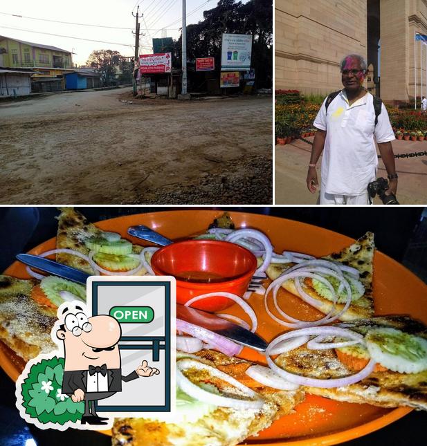 The restaurant's exterior and food