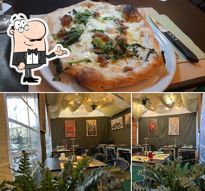 La immagine di interni e cibo da POP - pizza contemporanea