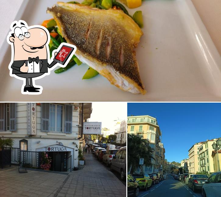La esterno e cibo del ristorante