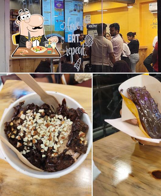 The photo of food and interior at The Belgian Waffle Co