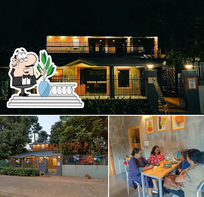The photo of exterior and food at Cafe Midori