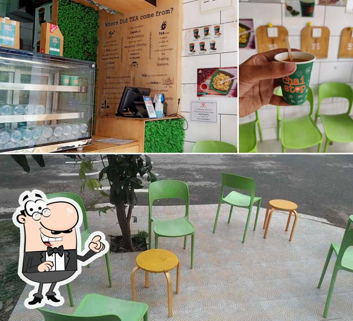 Take a seat at one of the tables at Chai stop