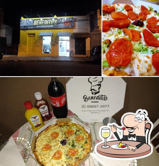 Confira a imagem mostrando comida e interior no Benedito's Pizzaria - Santana III - Entrega Rápida - Santa Cruz do Rio Pardo