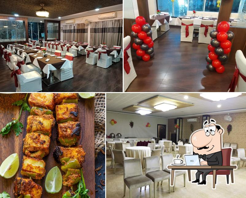 This is the picture showing interior and food at Grand Rasoi Restaurant