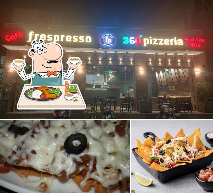 Food at Café Frespresso and 360 wood fire pizzeria