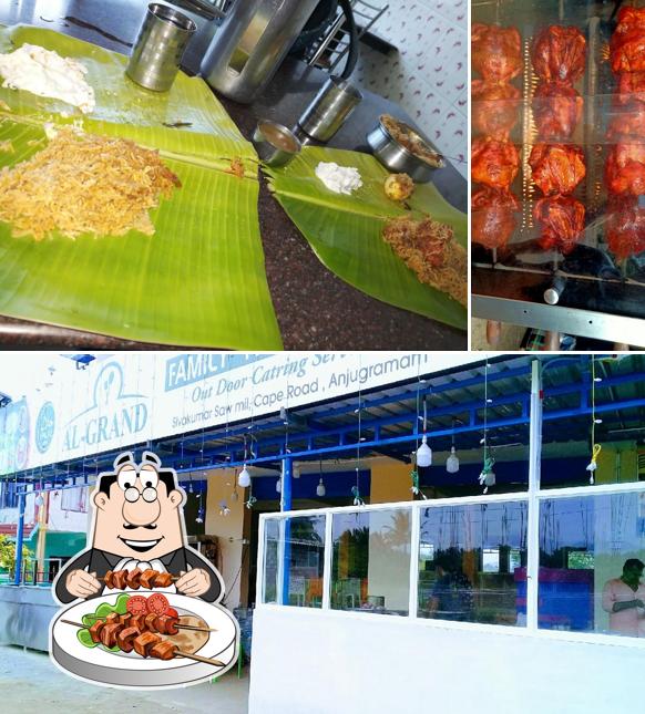 Among different things one can find food and interior at Mahabooba restaurant (anjugramam)