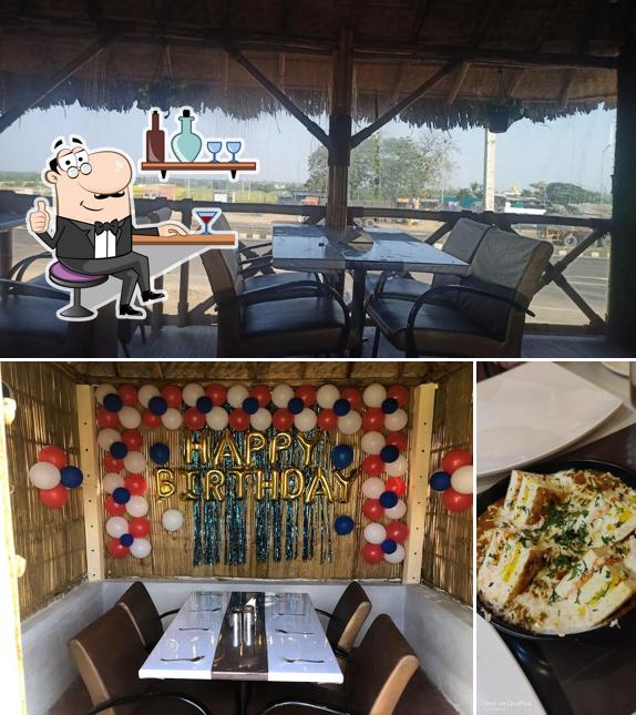 The photo of Bamboo Palace’s interior and pizza