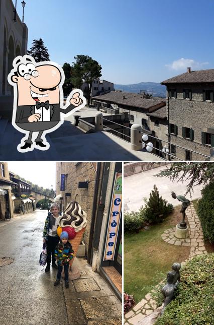 Goditi la vista dall'area esterna di L'Alchimista Gelateria