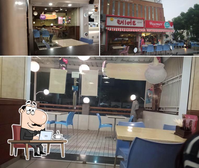 The interior of Havmor icecream, Bhaji Pav And Chinese