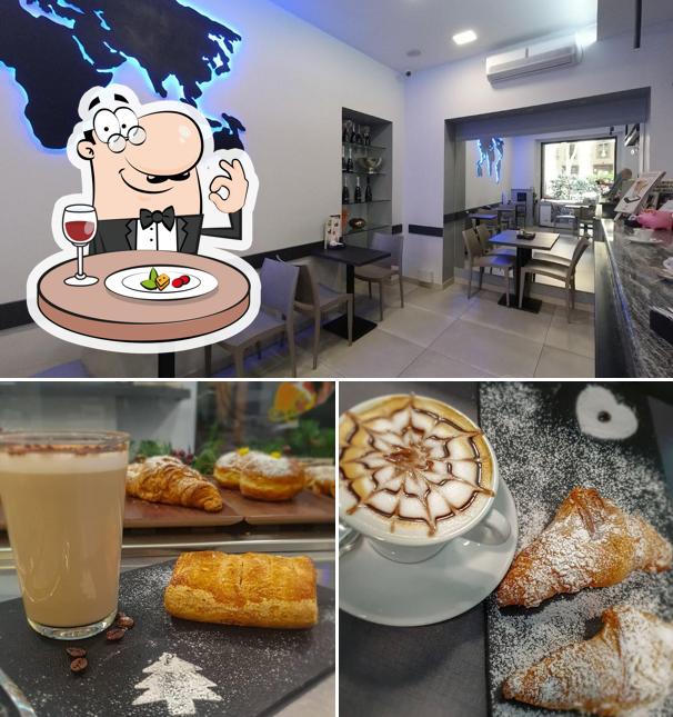 Tra le diverse cose da Caffetteria San Martino si possono trovare la cibo e tavolo da pranzo