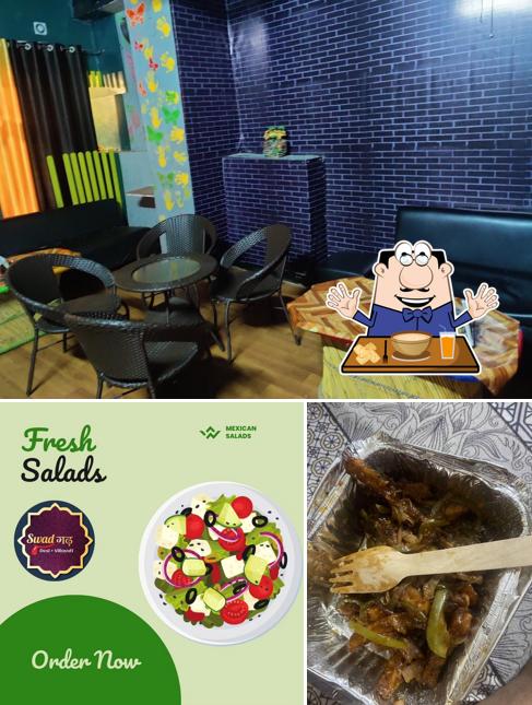 This is the image depicting food and interior at The Swadgarh Cafe