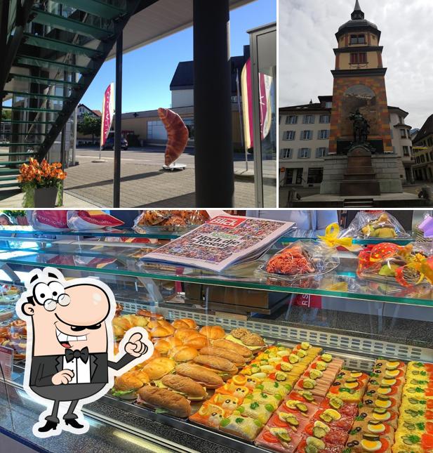 Questa è la immagine che raffigura la esterno e cibo di Bäckerei Konditorei Confiserie Café Alexanders