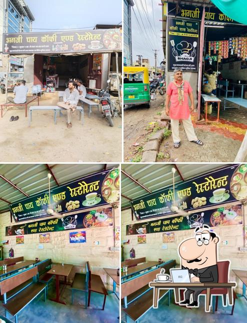 This is the picture showing interior and exterior at Bhagji Tea Coffee and Restaurant