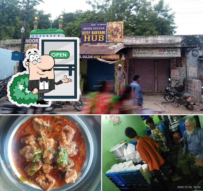 The restaurant's exterior and pizza