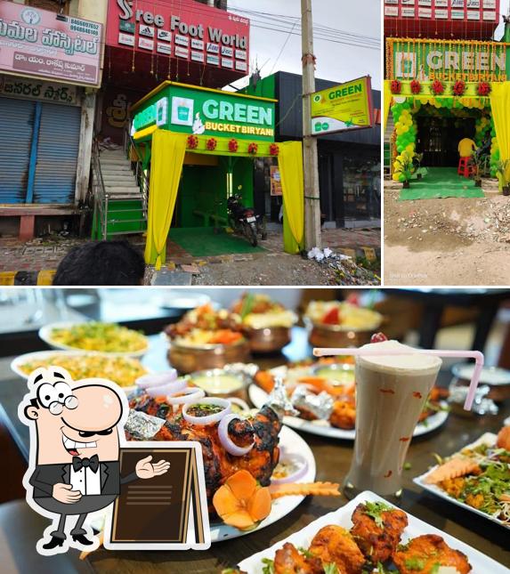 Among various things one can find exterior and food at Green Bucket Biryani Huzurnagar