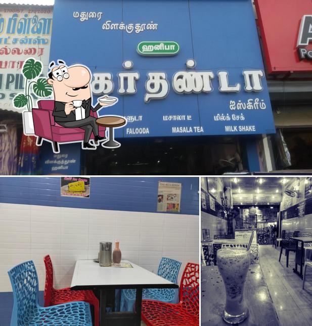 The picture of interior and exterior at Madurai Vilakkuthoon Hanifa Jigarthanda