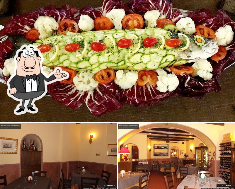 La interni e cibo del ristorante