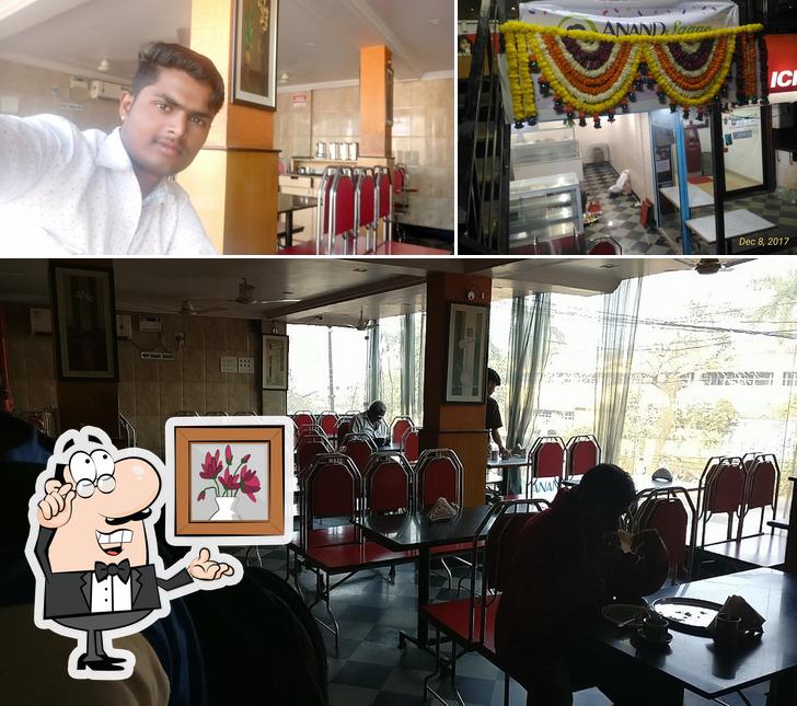 The interior of Udupi Anand Sagar Vegetarian Restaurant
