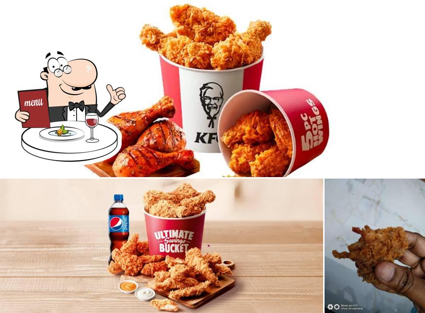 Among various things one can find food and beverage at KFC