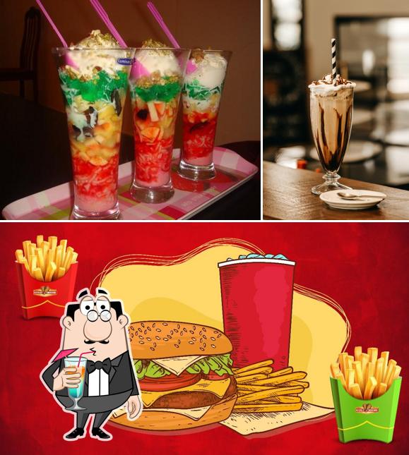 The restaurant's drink and burger