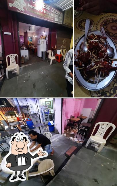 This is the image depicting interior and food at Ayush Chinese Corner