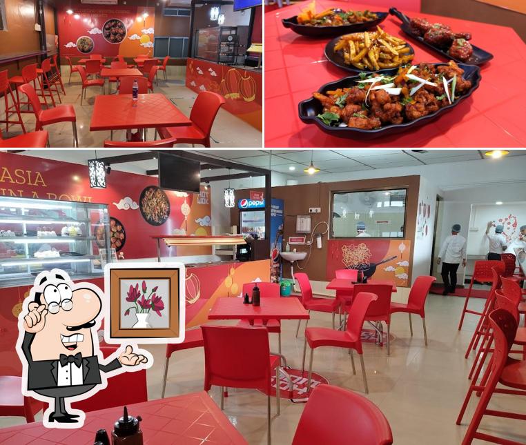 The photo of interior and food at Hot Wok