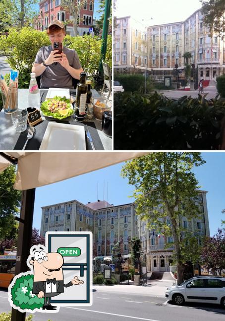 La esterno e tavolo da pranzo del ristorante