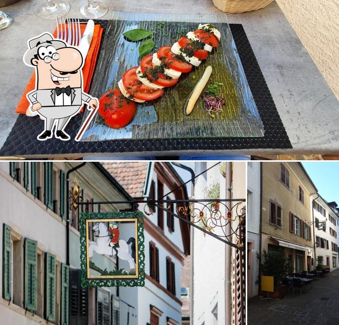 La esterno e cibo del ristorante